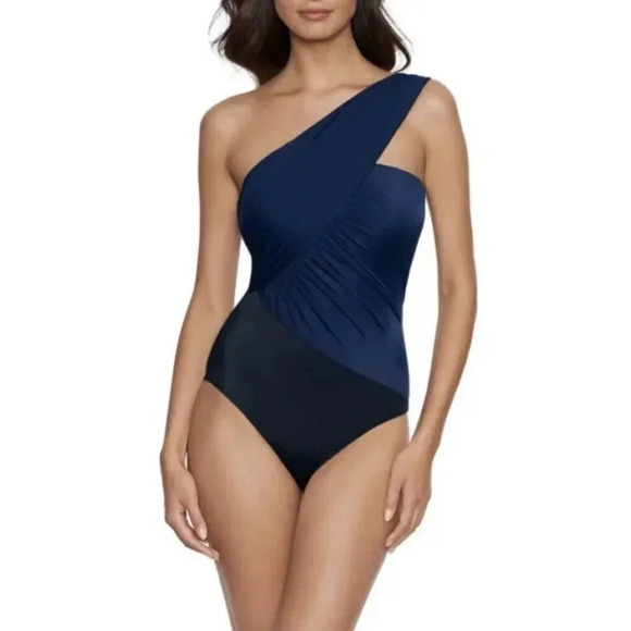 Magicsuit NEW Colorblock Goddess Asymmetrical One Piece Swimsuit Women size 12 - Picture 8 of 8
